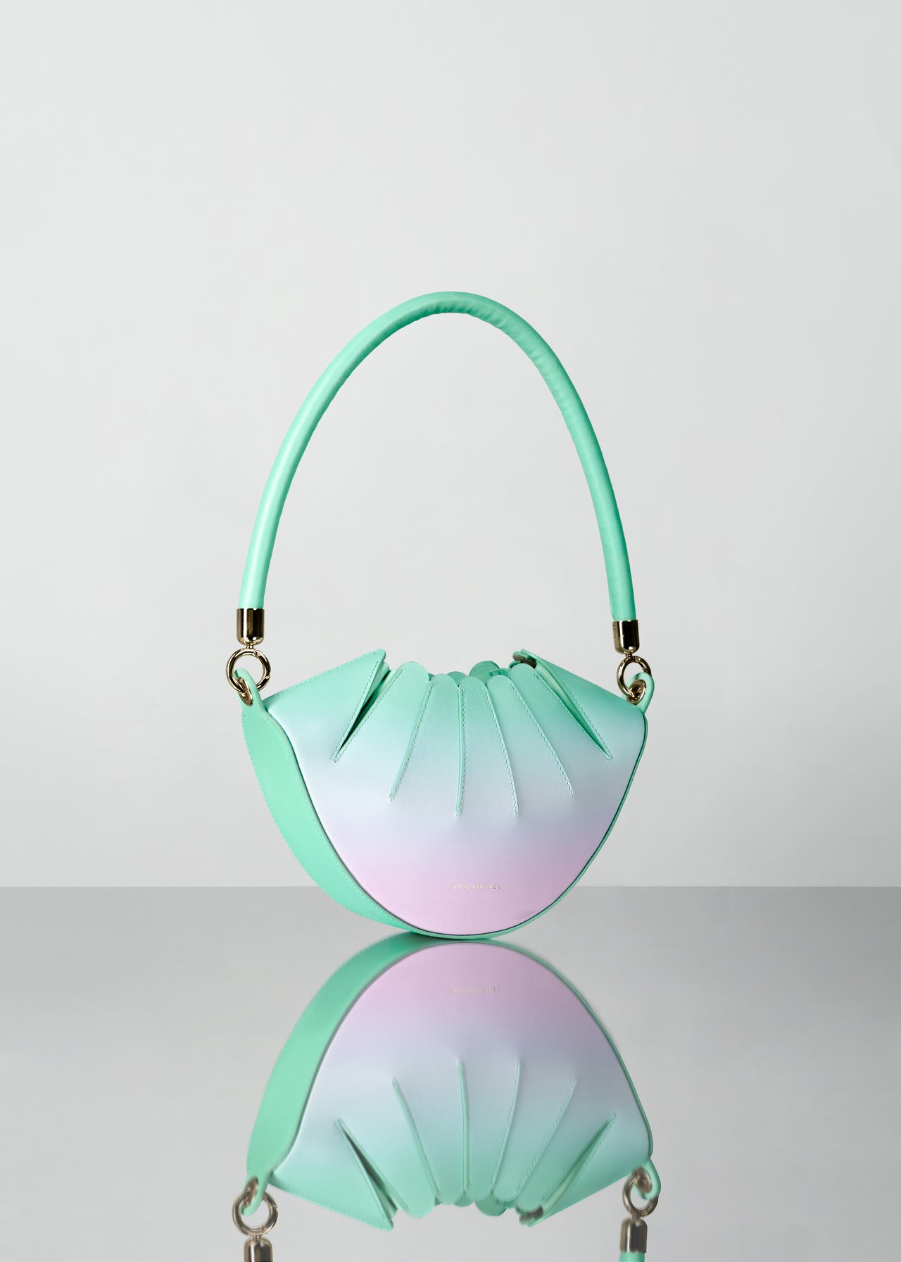 Mini Âme Aureum Teal Purple Shoulder Bag Leather Made in Spain