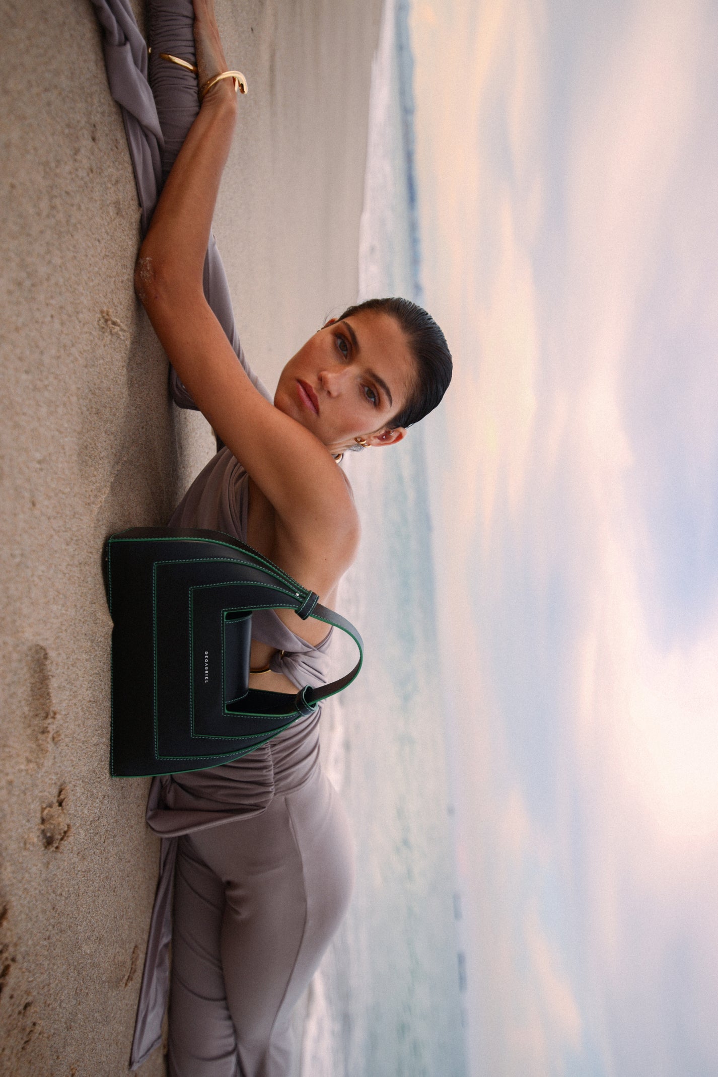 Olmedo Onyx Black Leather Handbag Made in Spain