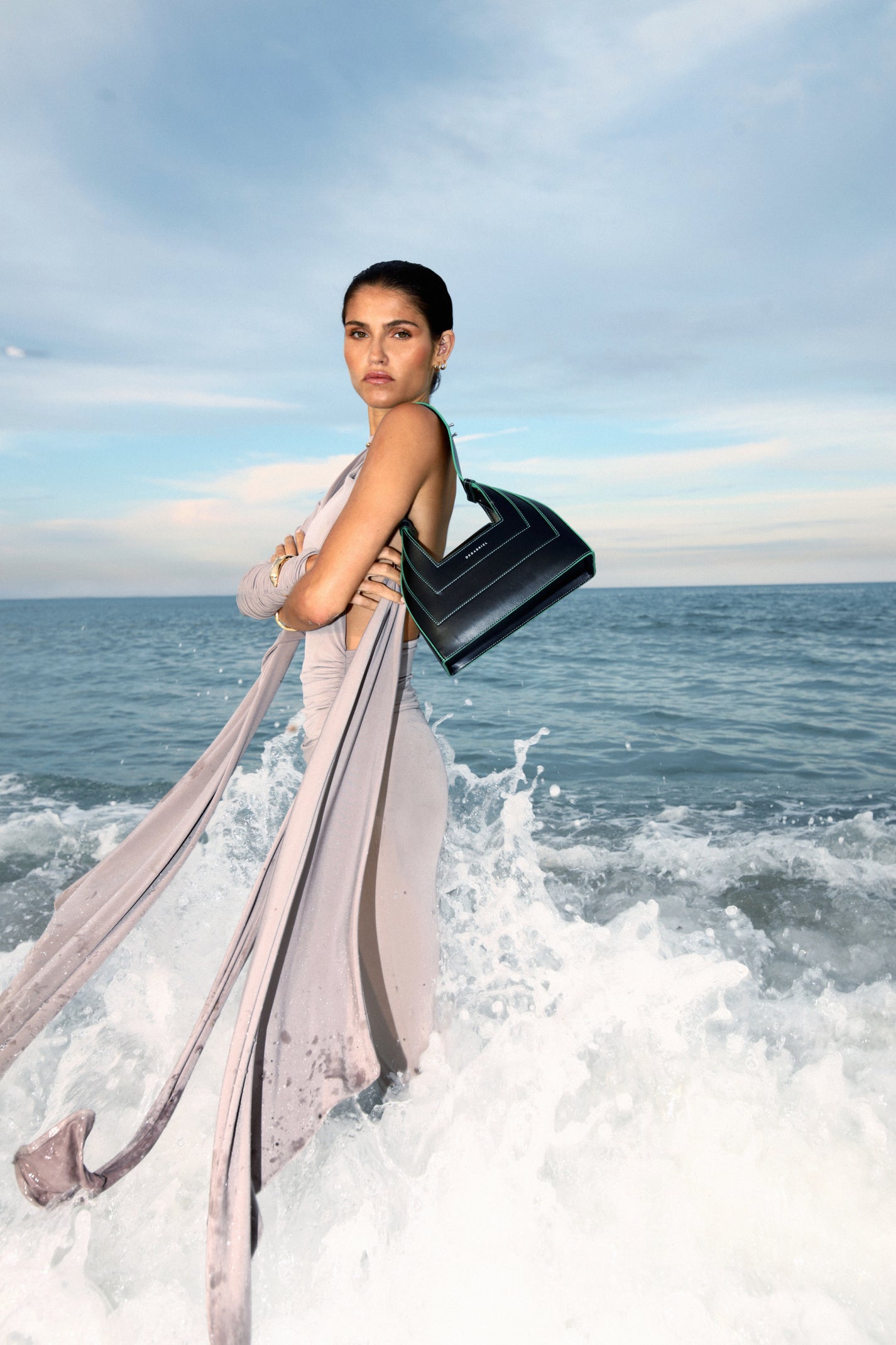 Olmedo Onyx Designer Black Leather Handbag Made in Spain