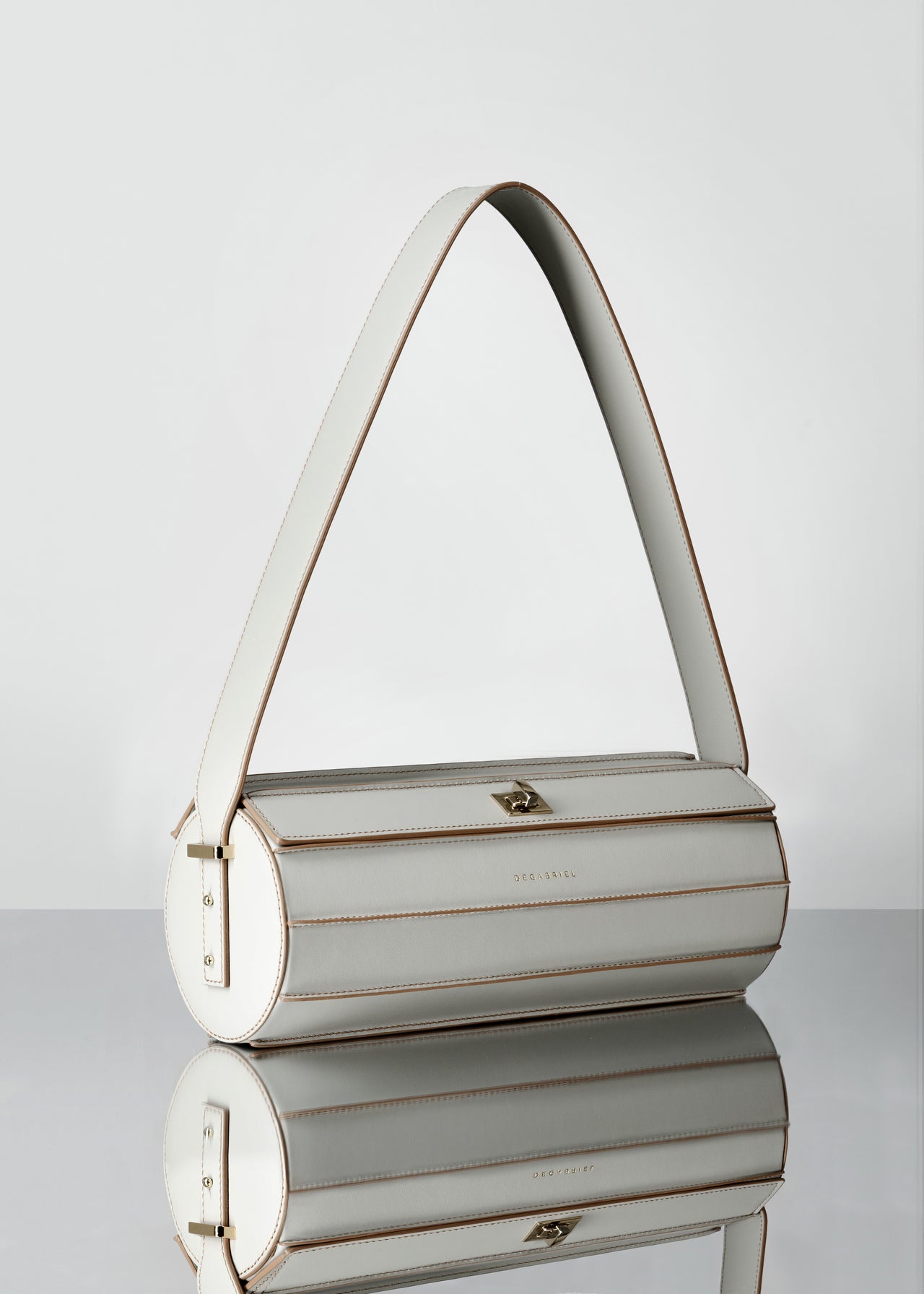 Barrel Purse White Leather Made in Spain 