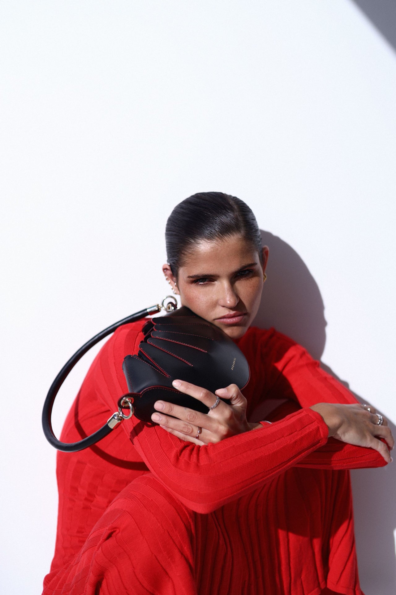 Mini Âme Obsidian Black Shoulder Bag Leather Made in Spain